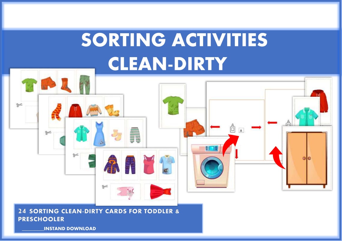 Sorting &amp; Matching Activities CLEAN-DIRTY. Printable Busy Book | Etsy