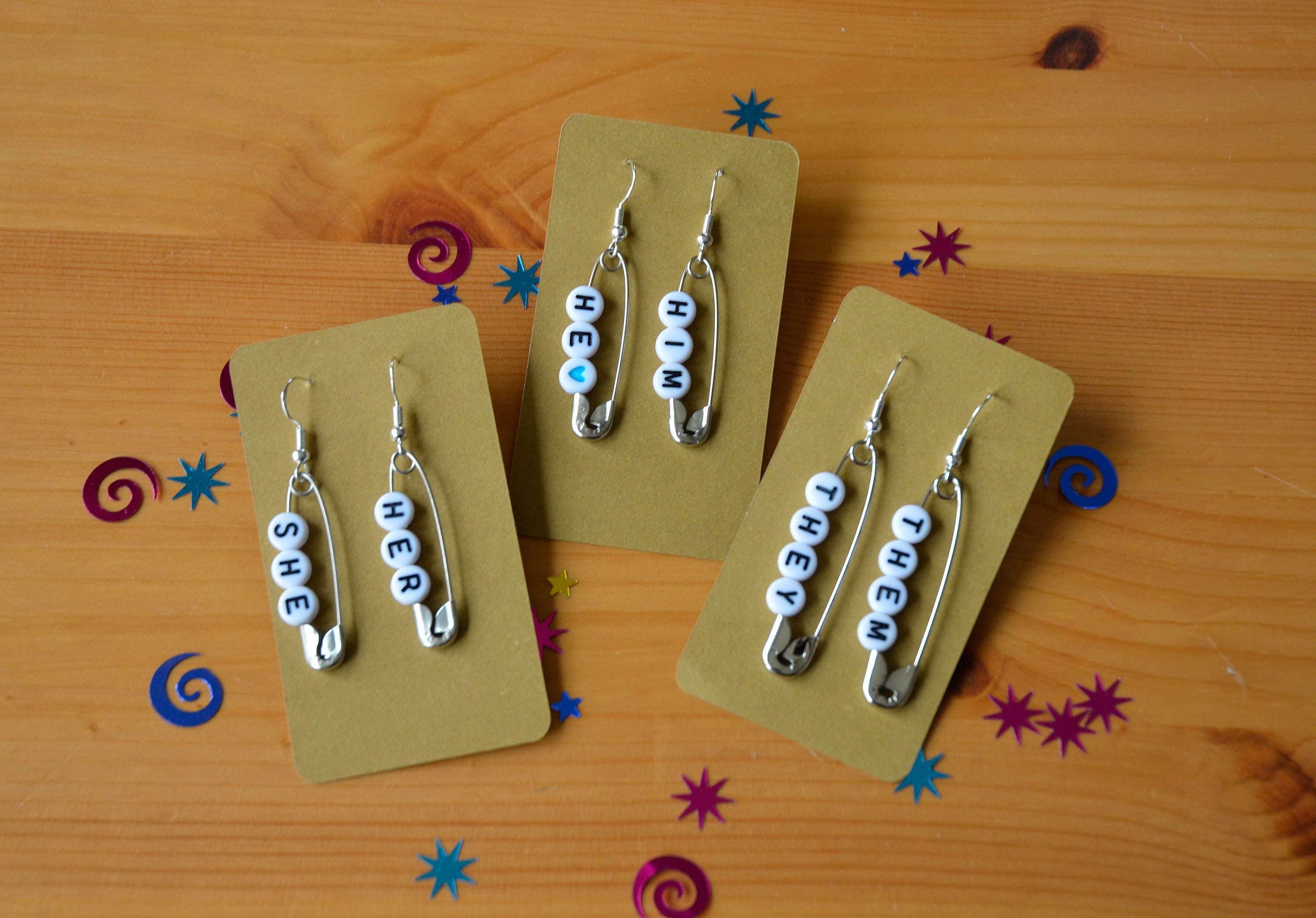 Pronoun Earrings / they/them/he/his/she/hers/Mx