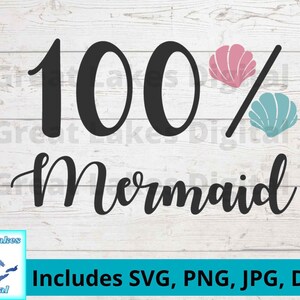 100% Mermaid Digital File, png, svg. dxf, fichiers eps tous inclus! Idéal pour les t-shirts, les tasses, les gobelets, les tasses, les enseignes et la décoration murale.