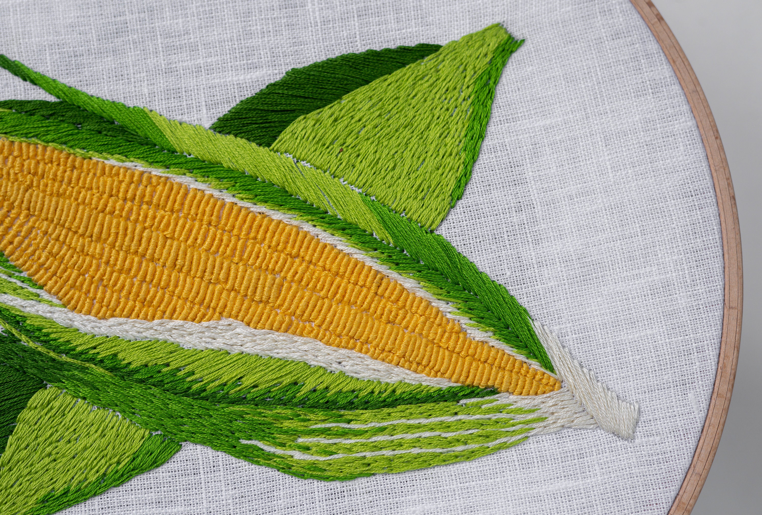 Corn Embroidery Pattern Video Tutorial Vegetable Embroidery Etsy