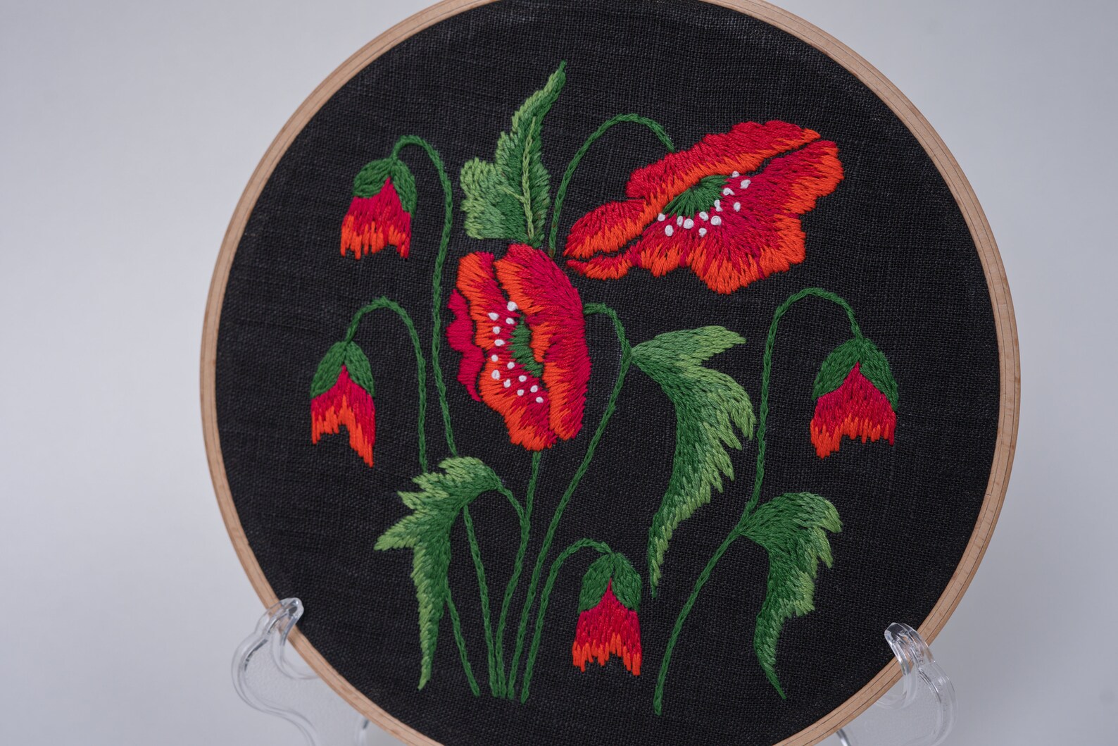 Red poppies embroideryhandmadehand embroidery wall  etsy Red poppies embroideryhandmadehand embroidery wall  etsy