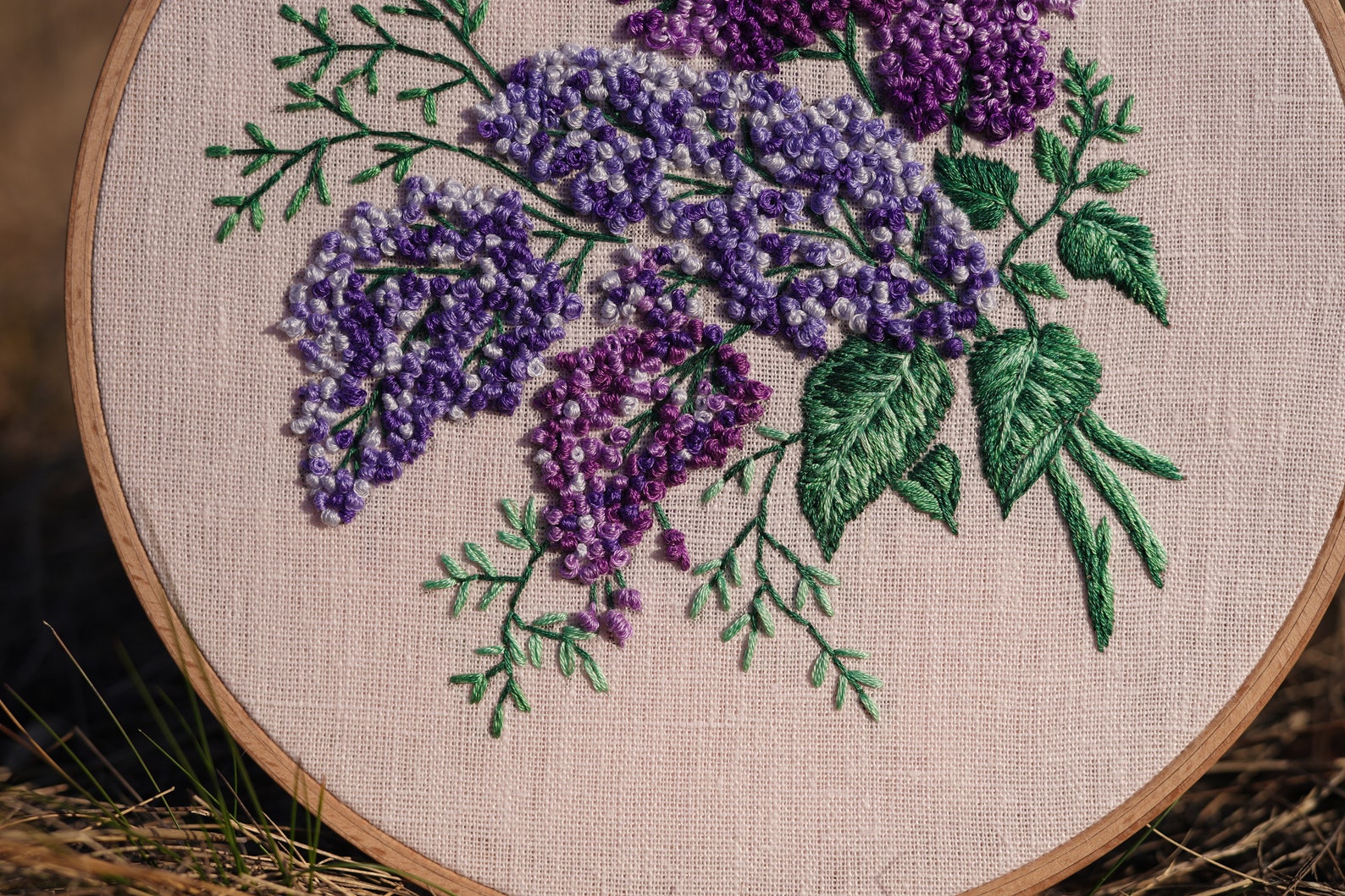 Lilac Beading Embroidery on Silver main image 1