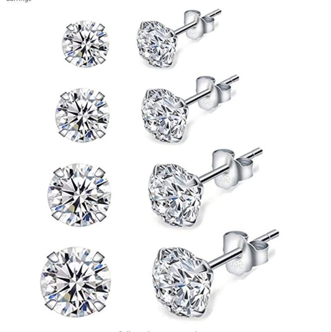 Aretes de plata para mujer 4 pares 925 plata de ley zirconia Etsy
