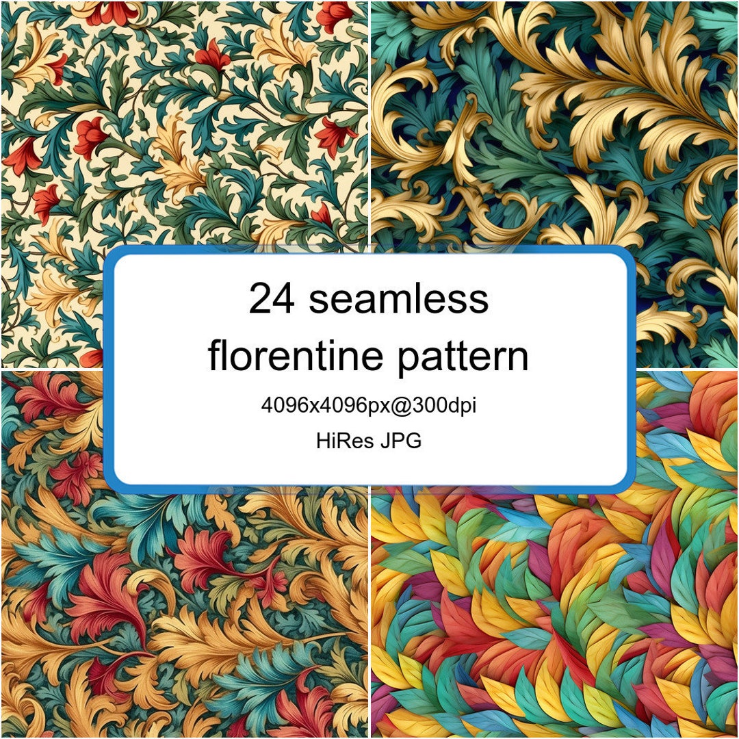 24 Printable Seamless Florentine Pattern for Decoration Paper - Etsy