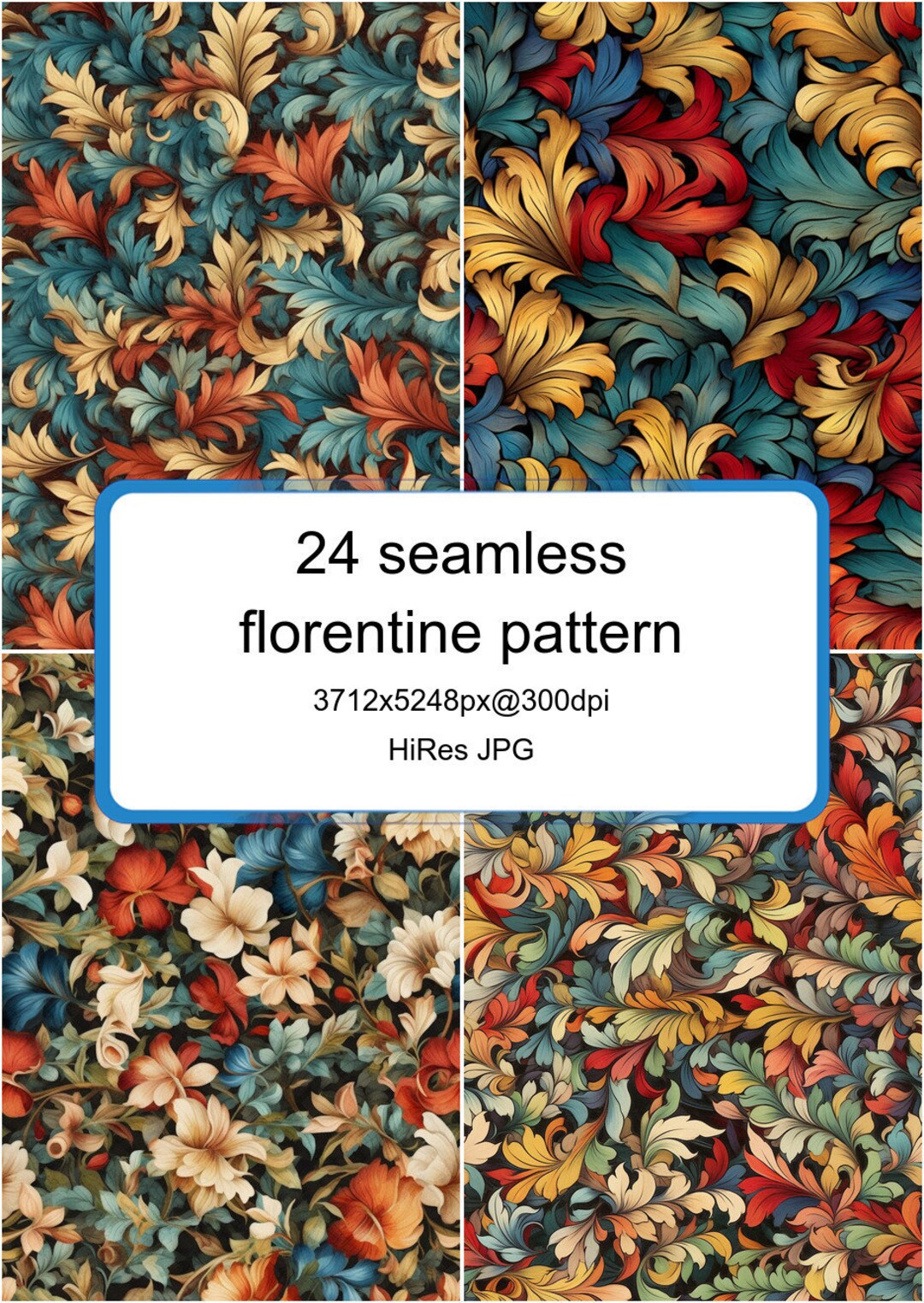 24 Printable Seamless Florentine Pattern for Decoration Paper - Etsy