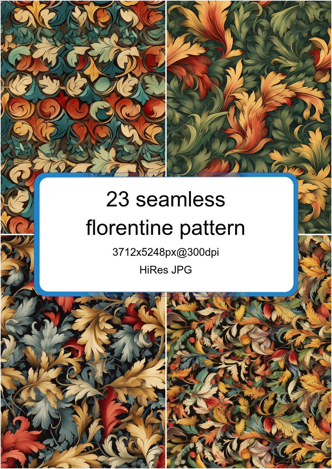23 Printable Seamless Florentine Pattern for Decoration Paper - Etsy