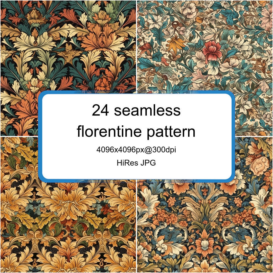 24 Printable Seamless Florentine Pattern for Decoration Paper - Etsy