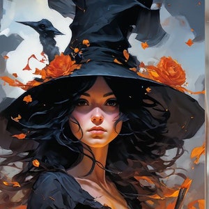 Witchy Woman Poster | Halloween Wall Art | Spooky Witch Decor | Gothic Witch Print
