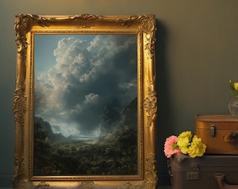 Moody Mountain Wall Art | Stormy Landscape Printable | Dark Cottagecore Digital Download