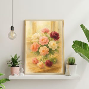 Watercolor Peonies Print: Soft Botanical Floral Art (Digital Download)