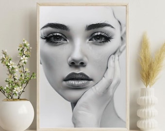 Modern Abstract Portrait Print | Stylish Minimalist Decor | Feminine Wall Art | Digital Download