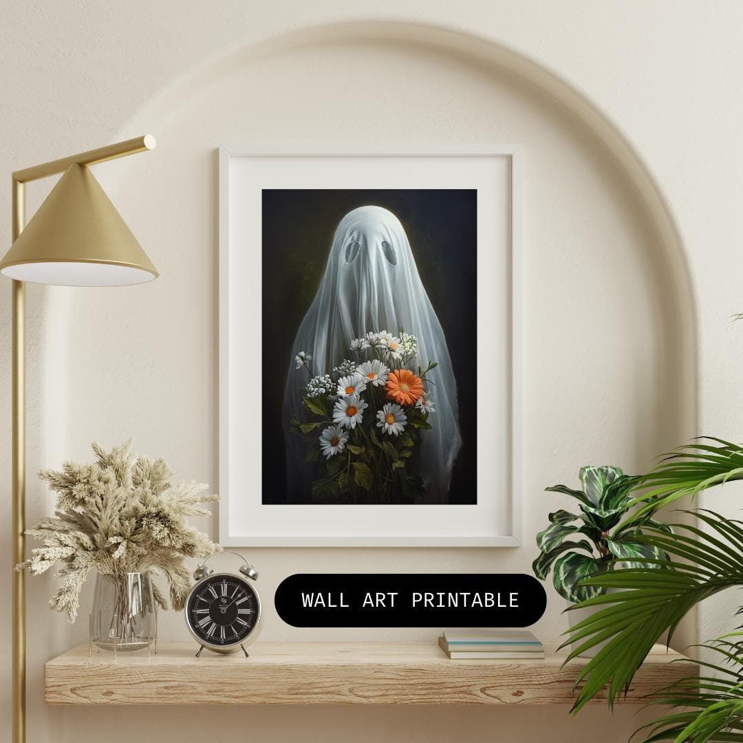 Eerie Ghost Floral Print | Gothic Spooky Art | Halloween Home Wall ...