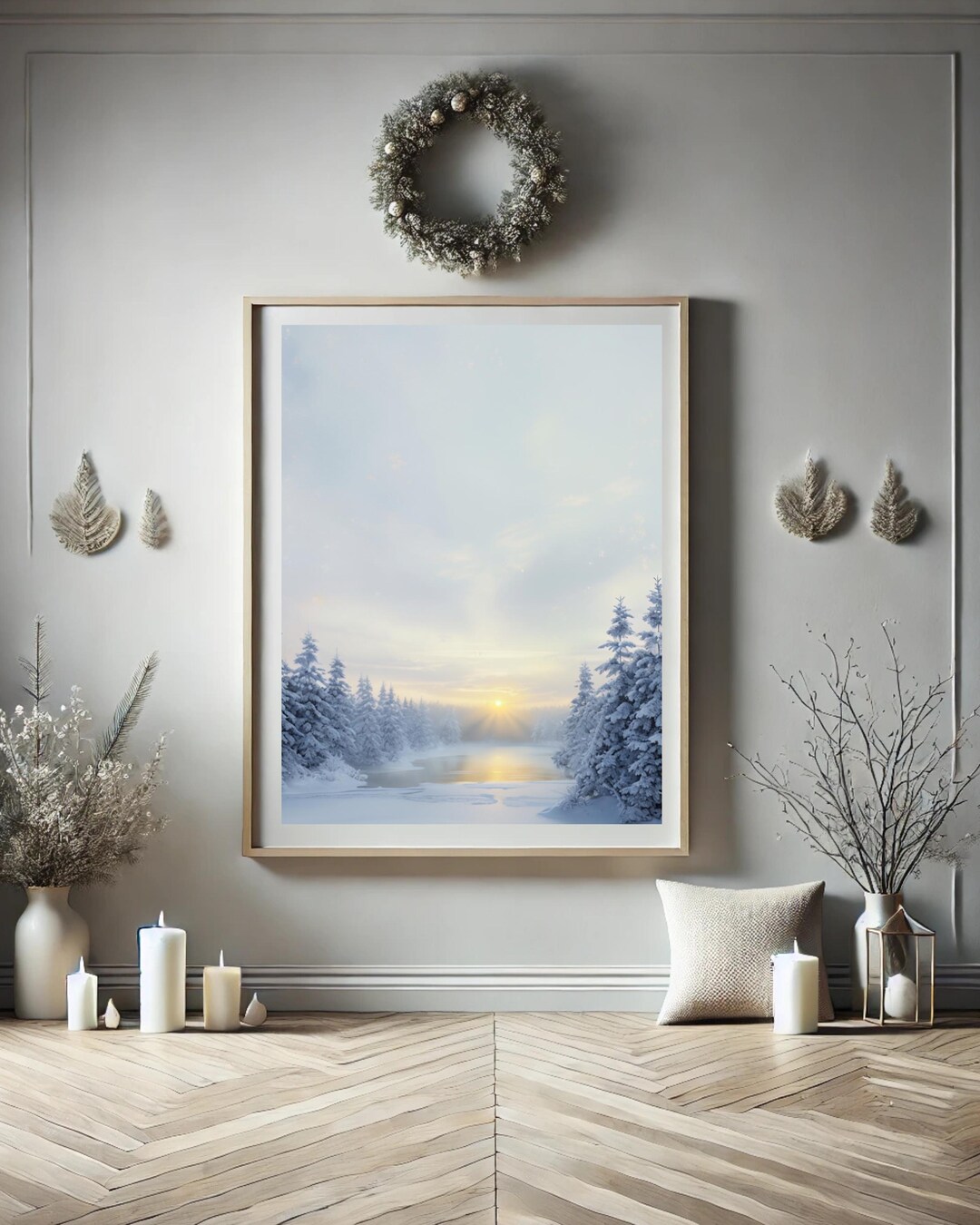 Winter Sunrise Wall Art | Snowy Landscape Print | Peaceful Winter Scene ...