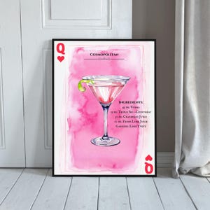 Modern Cosmo Recipe Wall Print | Playing Card Queen