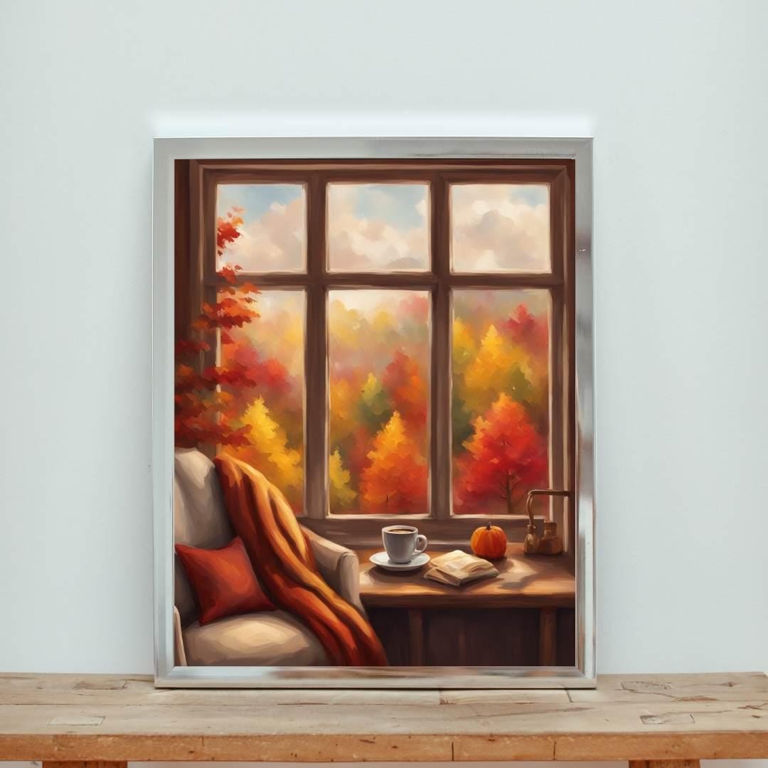 Fall Spot Graphics Cozy Fall Reading Spot Print | Autumn Window Poster | Warm Leaf Decor ...