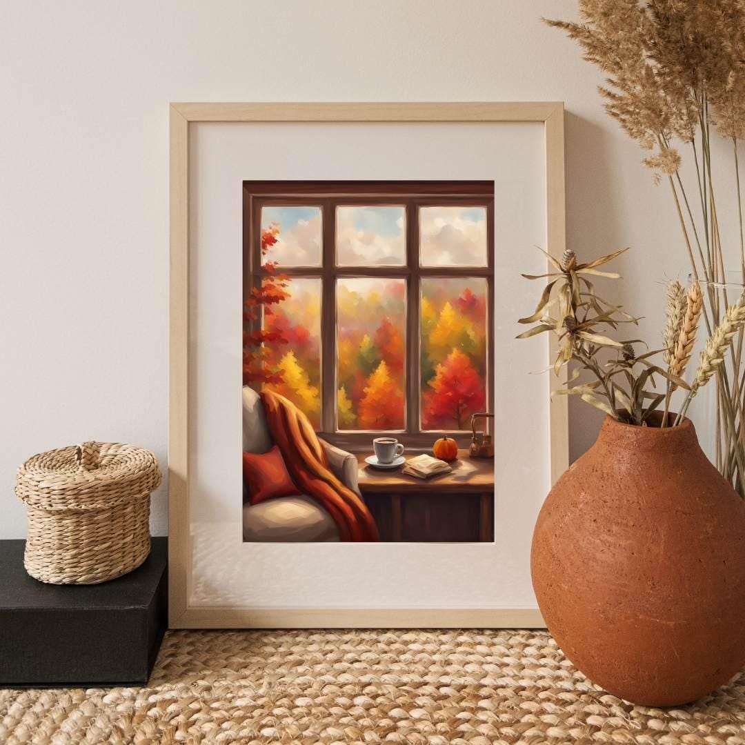 Fall Spot Graphics Cozy Fall Reading Spot Print | Autumn Window Poster | Warm Leaf Decor ...