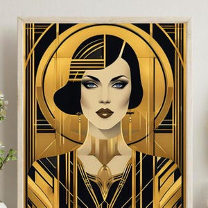 Retro Fashion Print | 1920s Flapper Girl Portrait | Stylish Art Deco Woman Print
