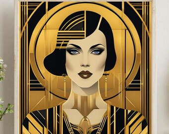 Retro Fashion Print | 1920s Flapper Girl Portrait | Stylish Art Deco Woman Print