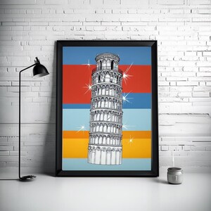 Leaning Tower of Pisa Poster: Retro Italy Travel Art (Digital Download)