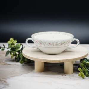 8.3oz Soy Candle in Ocean Rose handpoured in a vintage floral double handled bowl
