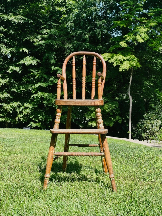 RENTAL ONLY Vintage Rustic Wooden Childrens High Chair for Baby