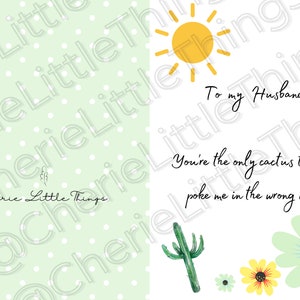 Husband Anniversary Downloadable Card, Cute Anniversary Card, Funny Anniversary Card, Cactus, Digital Download