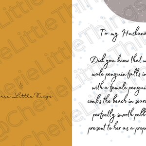 Husband Anniversary Downloadable Card, Cute Anniversary Card, Penguin Love, Digital Download