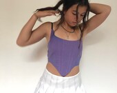 Corset Vest - Blue Denim - front Tie - handmade in Australia
