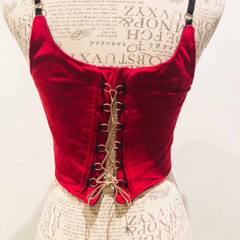 handmade from recycled material red velvet Corset vest