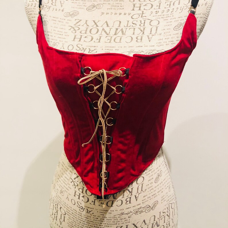 handmade from recycled material red velvet Corset vest