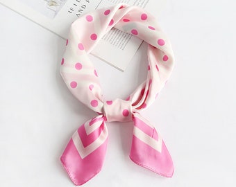 1PC  Polka Dot  Square Silk Satin Small Scarf Lightweight Wrap Shawl Necktie Head Scarf Gift 27.5"x27.5"