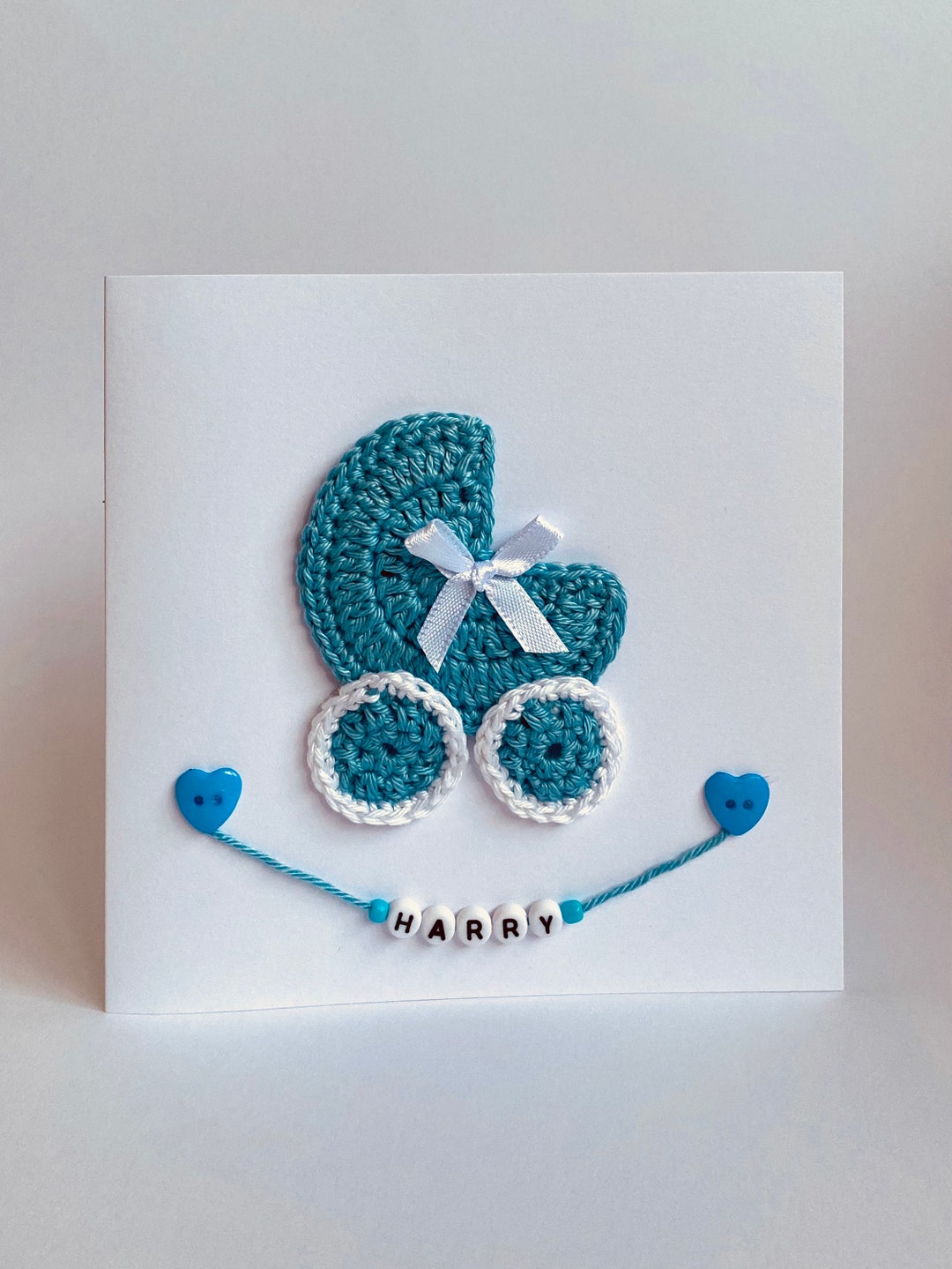 Personalised Crochet Greetings Card | New Baby | New Arrival | Baby Boy ...