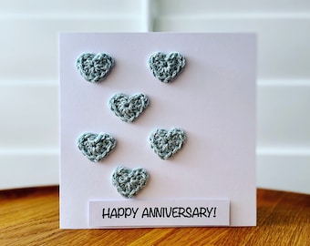 Tarjeta de felicitación de crochet personalizada / Corazones / Ocasión especial / Tarjeta de cumpleaños / Tarjeta de agradecimiento / Tarjeta de aniversario / Tarjeta de boda