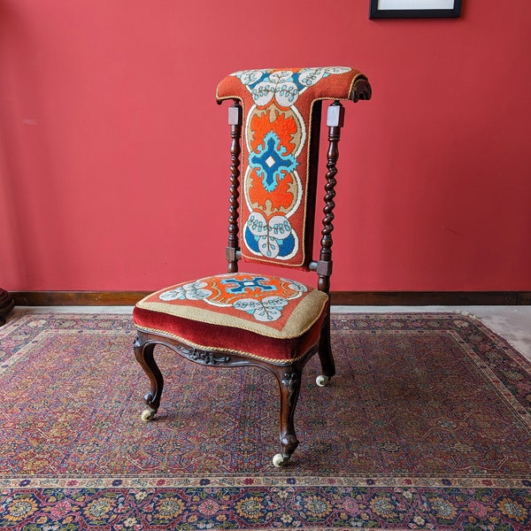 Antique Victorian Mahogany Prayer Chair / Prie Dieu