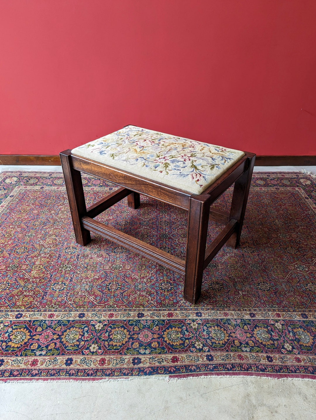 Antique Early 20th Century Oak Tapestry Stool / Footstool - Etsy UK