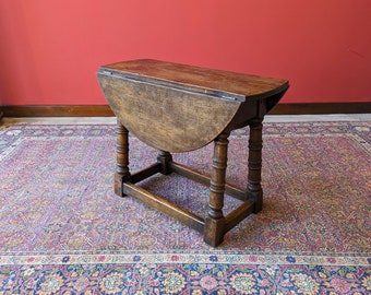 Antique 19th Century Oak Swivel Top Drop Leaf Occasional Table