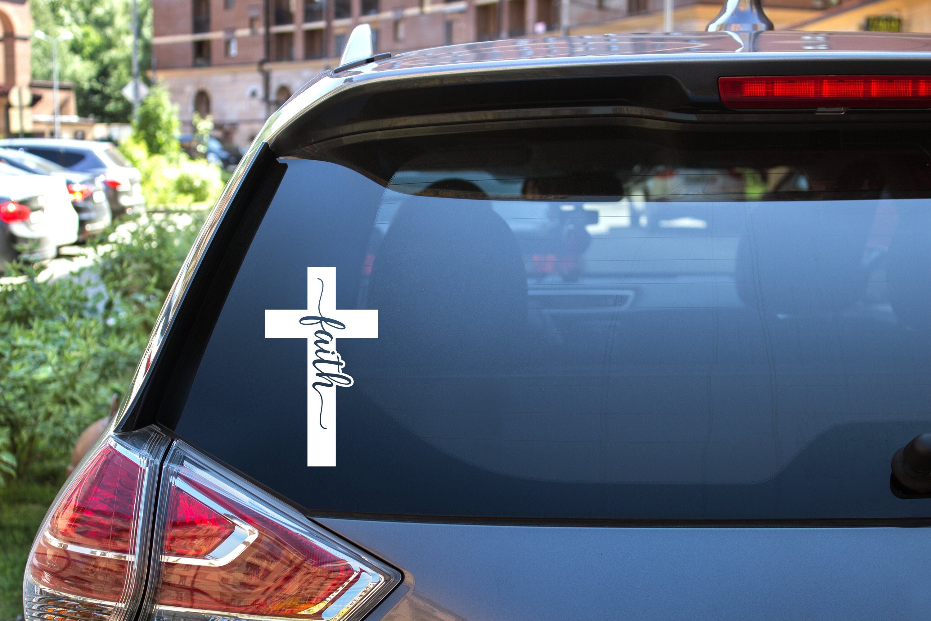 Faith Cross Car Decal Christian Car Decal Christian Etsy