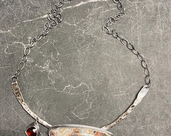 Lace Agate and Garnet Necklace