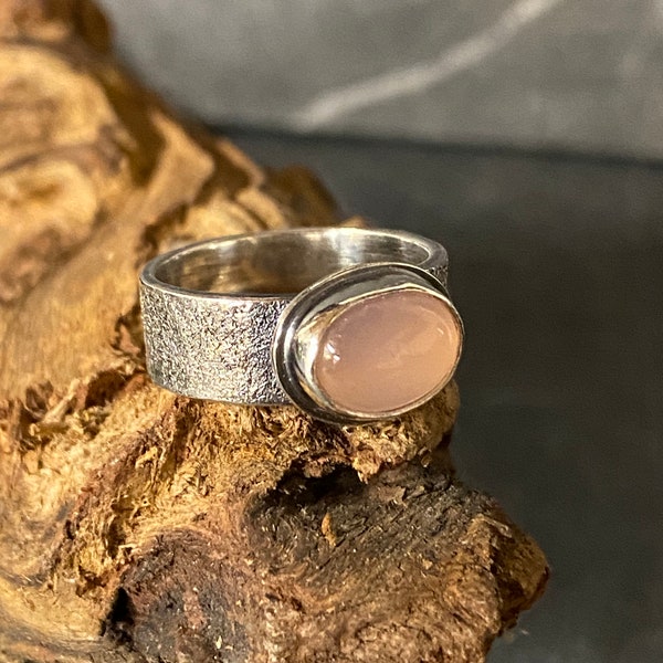 Pink Chalcedony and Sterling Silver Ring