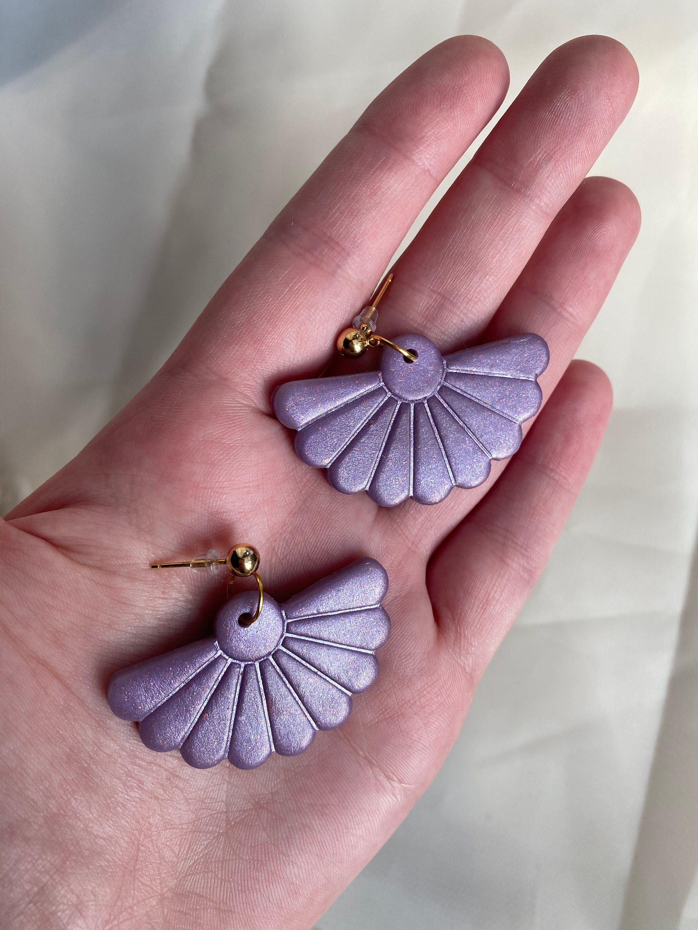 Lilac Earrings, Statement Earrings, Fan Earrings, Handmade Jewellery ...