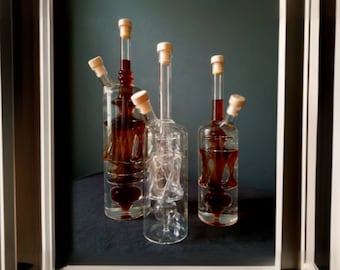 Tequila glass bottle | 2 in 1 decanter handmade | liquor bar accessory | German master glass art | carafe made of Pyrex