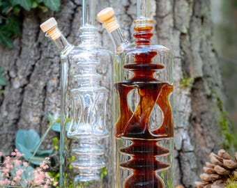 Alchemisten-Flasche aus echtem Laborglas | Zaubertrank Doppelkammer-Flasche mundgeblasen | Potion Bottle | Hexen Küche & Deko