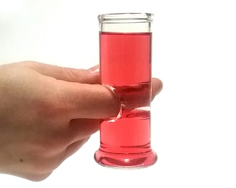 Shot glasses with finger hole | handmade in Germany | Shot glass with holder | Made of sturdy laboratory glass (Pyrex) | Glassblowing