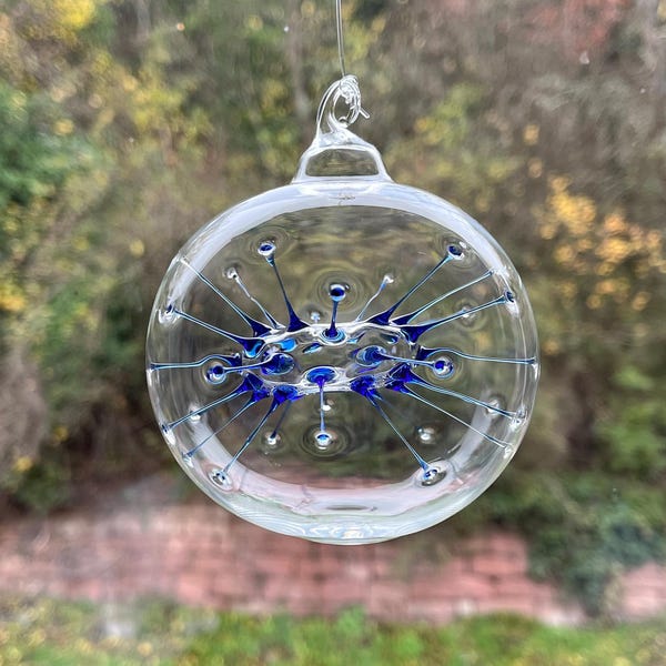 Neuron Glass Ball | Witch Ball | Christmas Bauble | Christmas Gift | Mouth Blown by the Glassblower | Blue Christmas Ball