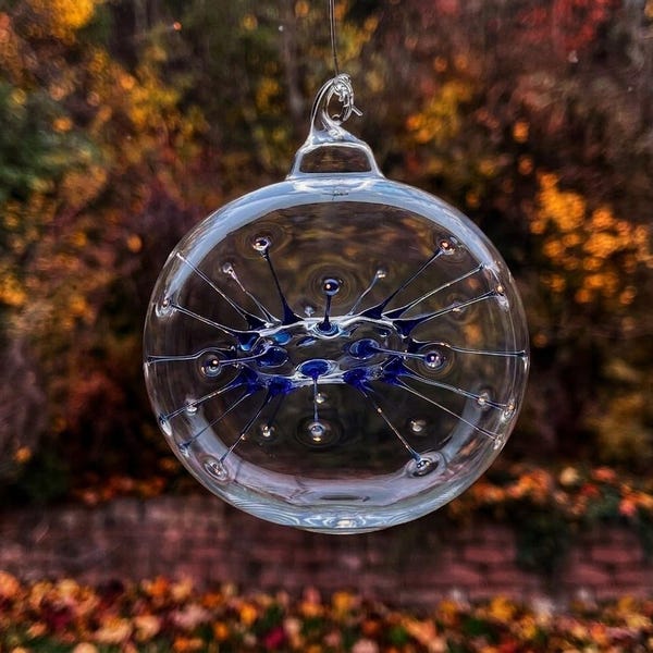 Witch Ball Hand Blown Glass | Protective Strands Inside | Window & Porch | Folk Tradition | Unique Glassblower Art | 3 Colors