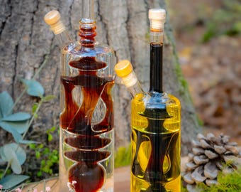 Handgeblasene Essig- & Ölflasche aus stabilem Laborglas – Glaskunst aus deutscher Manufaktur