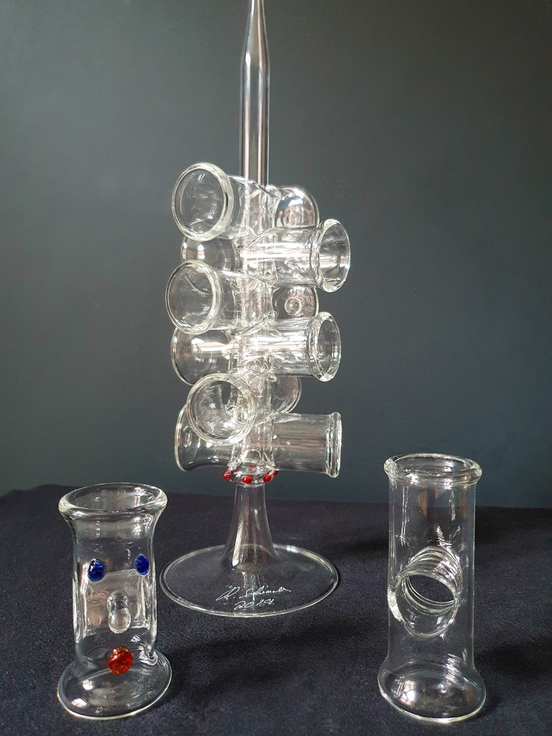 Shot glass set with holder handmade 7 glasses of Pyrex Etsy