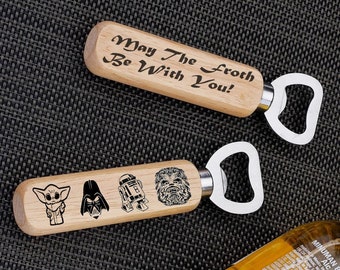 Star Wars Bottle Opener x1 | 2 Sided Wooden Quote | Personalised Design | Perfect for Birthday, Fathers Day, Mothers Day Gifts