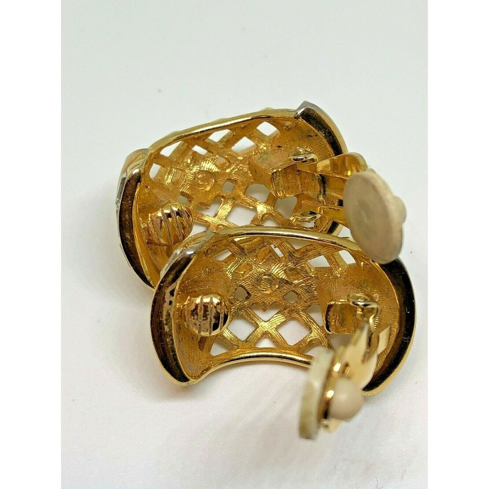 Rare Vintage Clip On EARRINGS Gold Tone & Enamel with Etsy