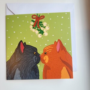Katzen unterm Mistelzweig Weihnachtskarte